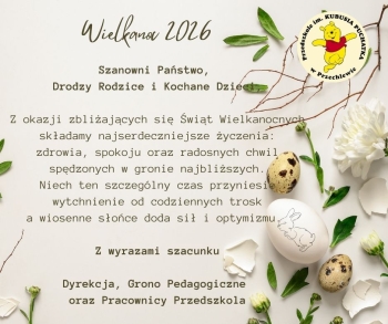 Delikatne beżowe wielkanocne życzenia  Wpis na Facebooku