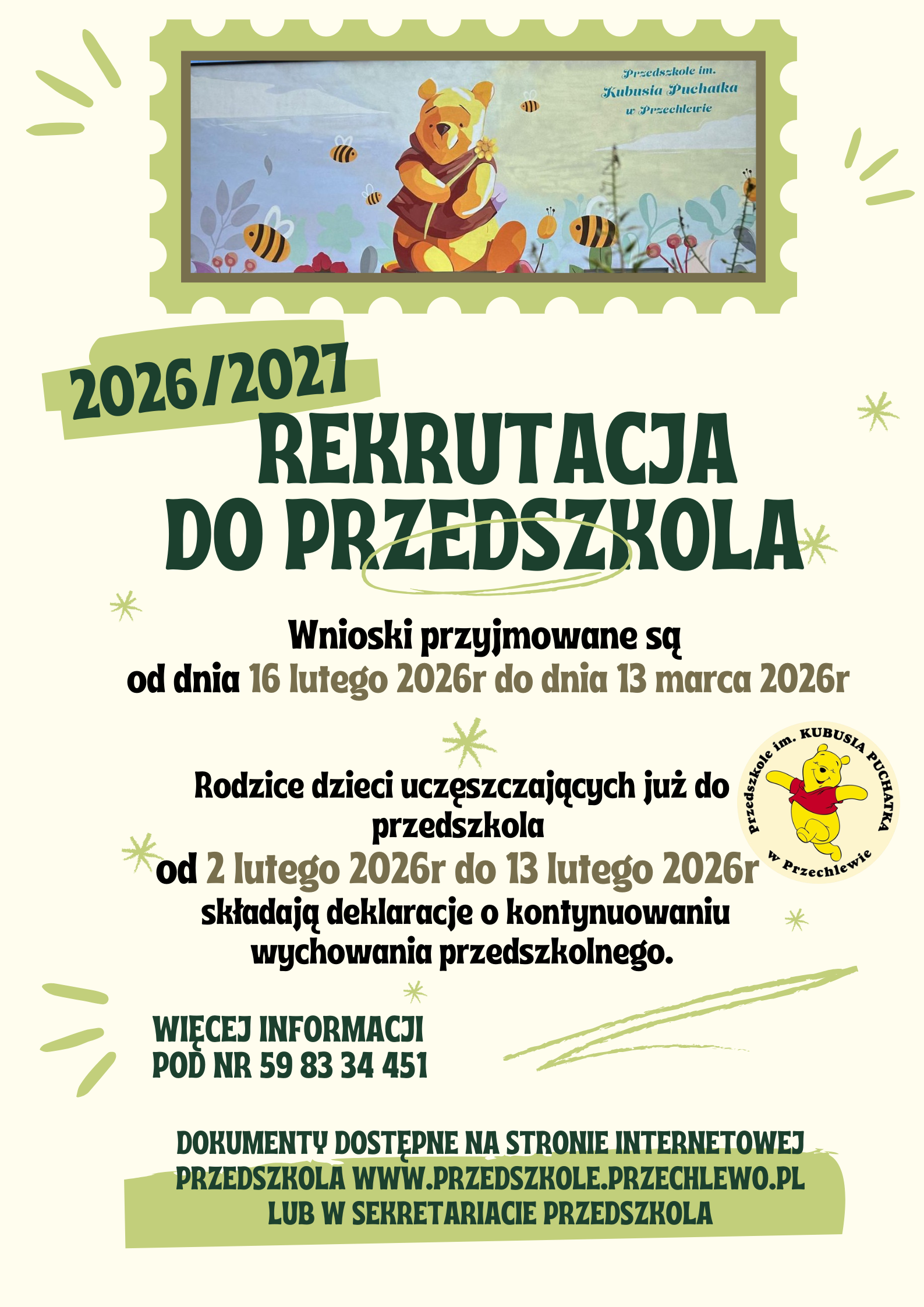 Rekrutacja do przedszkola na rok 2026/2027